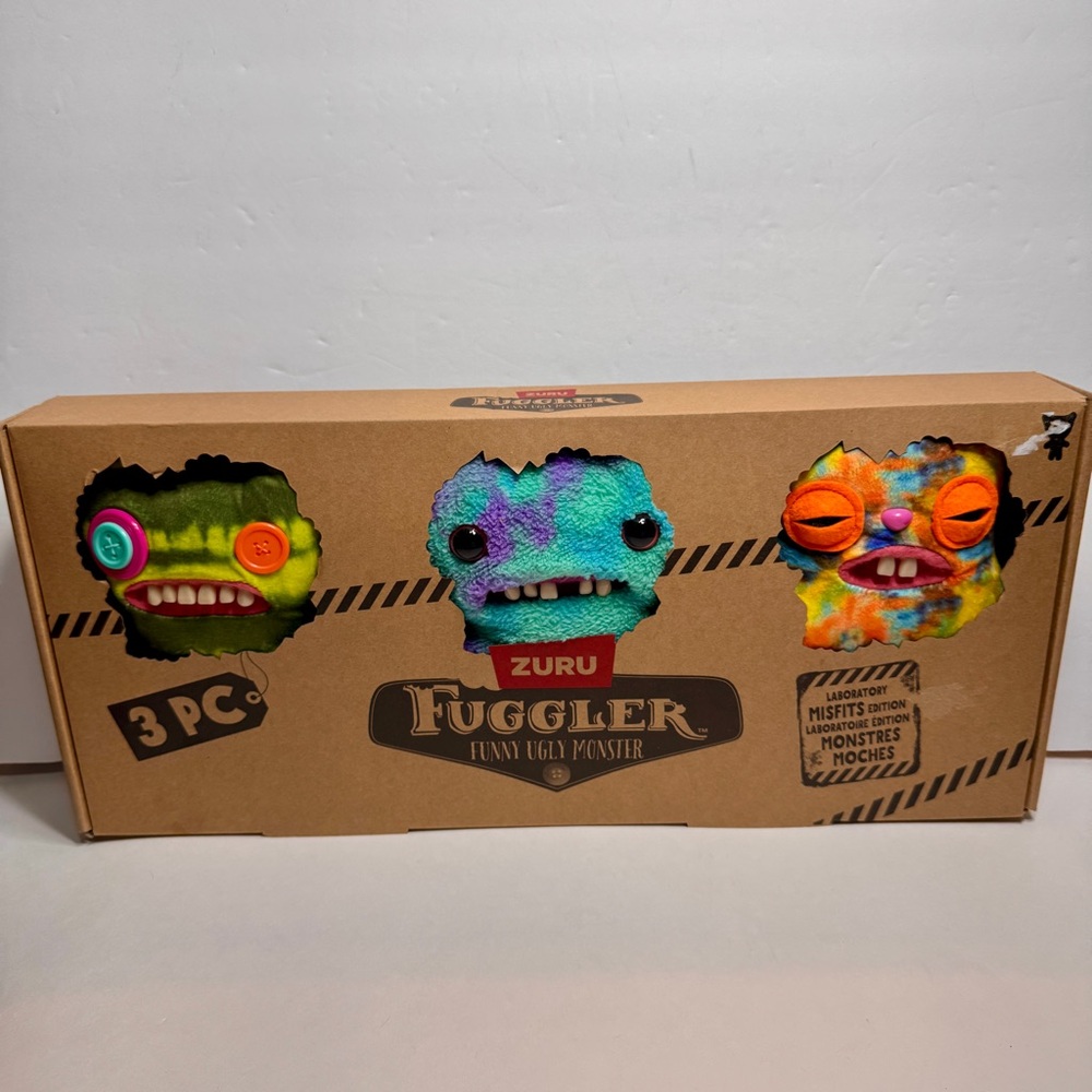 NWT Fuggler 9" Laboratory Misfits Plush 3pk. Button eyes and real looking teeth